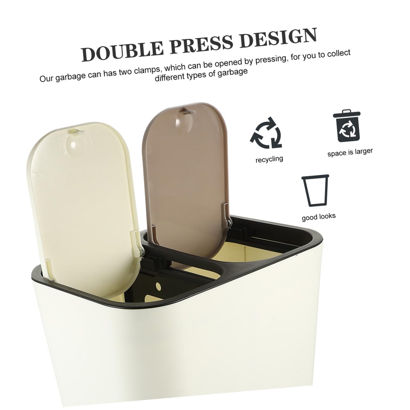 Healeved Cubo de Basura Doble Prensa, Material Pp, Fácil de Limpiar y Sanitario, Diseño Simple para Cocina y Hogar Doble Rejilla