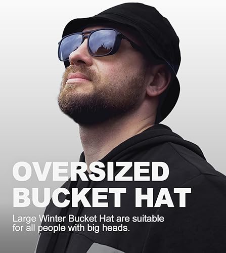 Miniatura 6 de Zylioo Sombrero de pescador de lana extragrande de gran tamaño,Sombreros de pescador cálidos de invierno reversibles,Sombrero de sol de pesca de