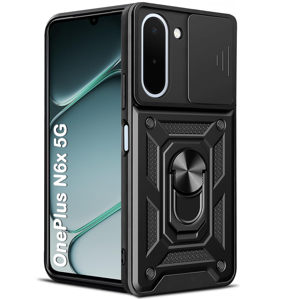 TheGiftKart Tough Armor Bumper Back Cover Case for OnePlus Nord CE 6 5G | Kickstand & Ring Holder | 360 Degree Protection Back Case Cover for OnePlus Nord CE6 (PC & TPU, Sliding Camera Cover, Black) — Amazon image 15