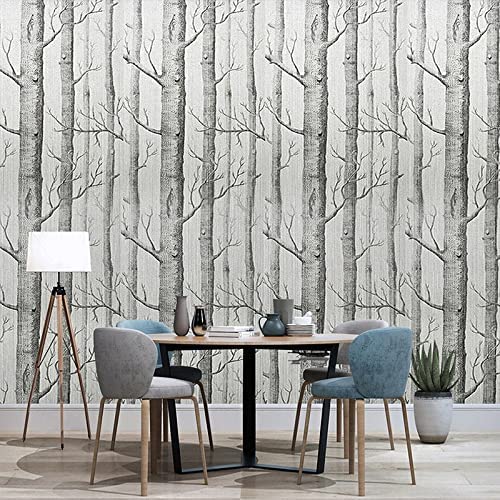 Papier peint autocollant 3D forêt N&B 300x210 cm pour chambre d'enfant