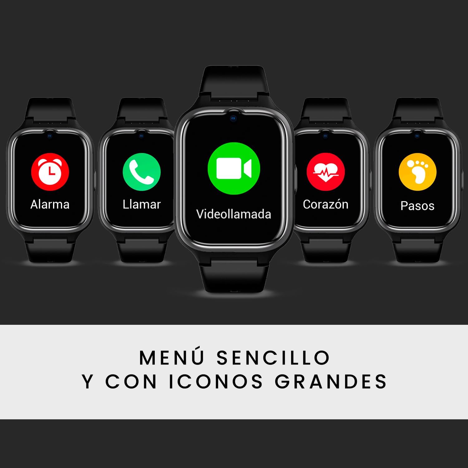 SPC SMARTEE 4G Senior - Reloj Inteligente para Mayores, GPS y botón SOS | Con iconos grandes en pantalla, 4G para llamadas y videollamadas, ritmo cardíaco y gestionable desde SPC SMART CLAN