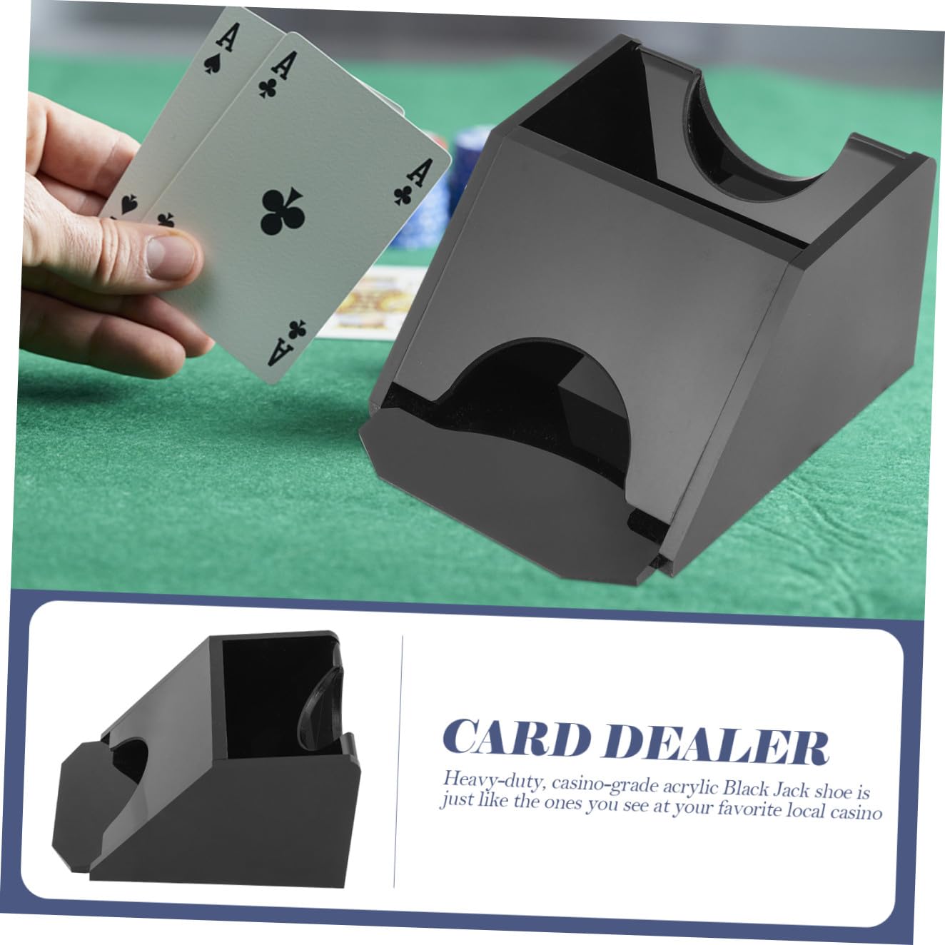 Dealer di Carte in Acrilico Nero, Resistente All'acqua | Bordi Arrotondati, Uso Durevole, per Stanze da Scacchi e Giochi di Famiglia