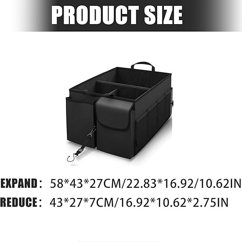 Miniatura 5 de Space Saving 68L Foldable Car Trunk Organizers with Adjustable Compartments and Secure Strap for SUV Sedan Truck Storage