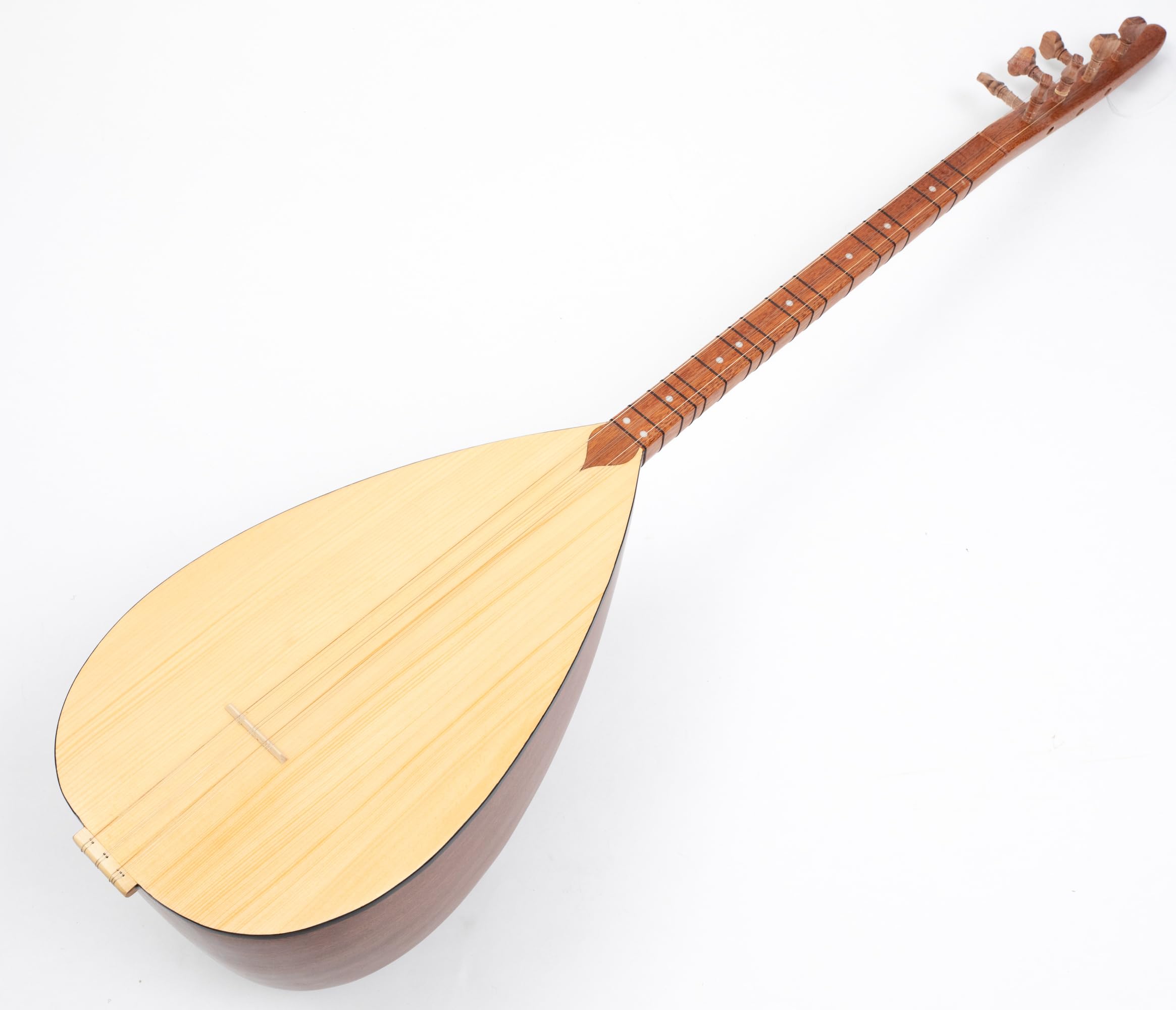 Short Neck Saz Baglama with Mahogany wood & Built-in Pickup, Rosewood pegs Hand Made instrument With picks and extra strings set - Image 8