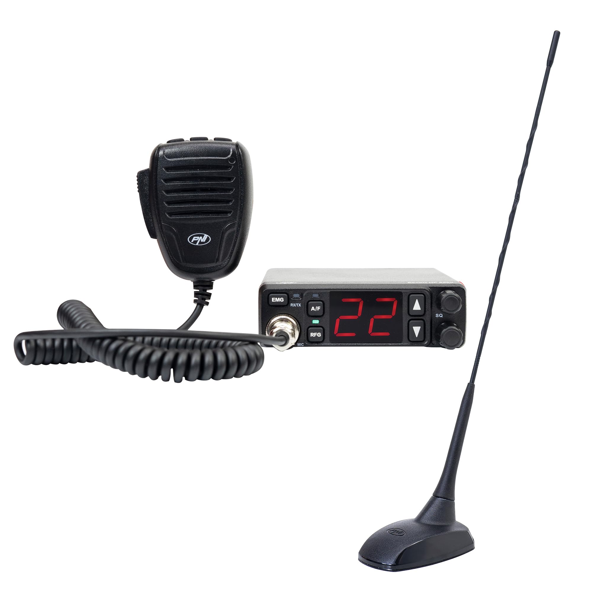 Zestaw radiowy CB PNI Escort HP 5500 i antena CB PNI Extra 48, 45 cm, SWR 1.0, magnes w zestawie