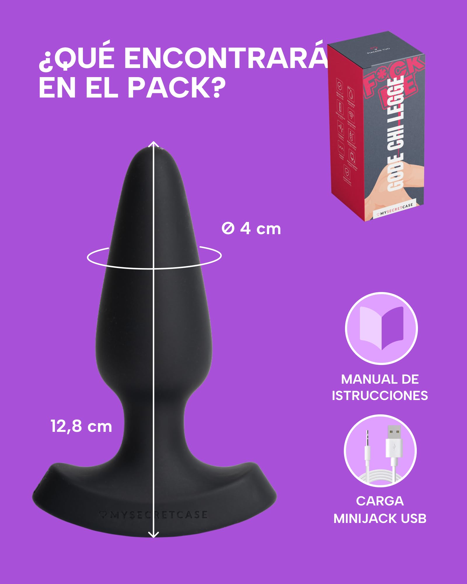 MySecretCase Plug Anales,Con Luz 7 Vibraciòn y 4 Intensidad Plug con Vibración y Control Remoto Vibrador Anal Butt Plug Brinquedos Sexuais Para Casais Juguetes Sexuales Consolador Mujer Consolador Hom