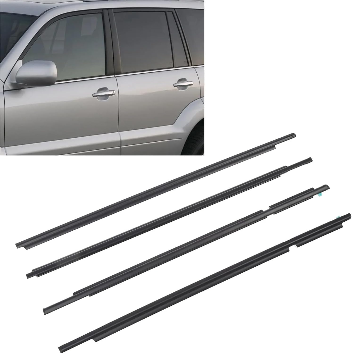 4Pcs Car Window Weatherstrip Seal Belt 75711‑60061 Replacement for Series 2003 to 2009