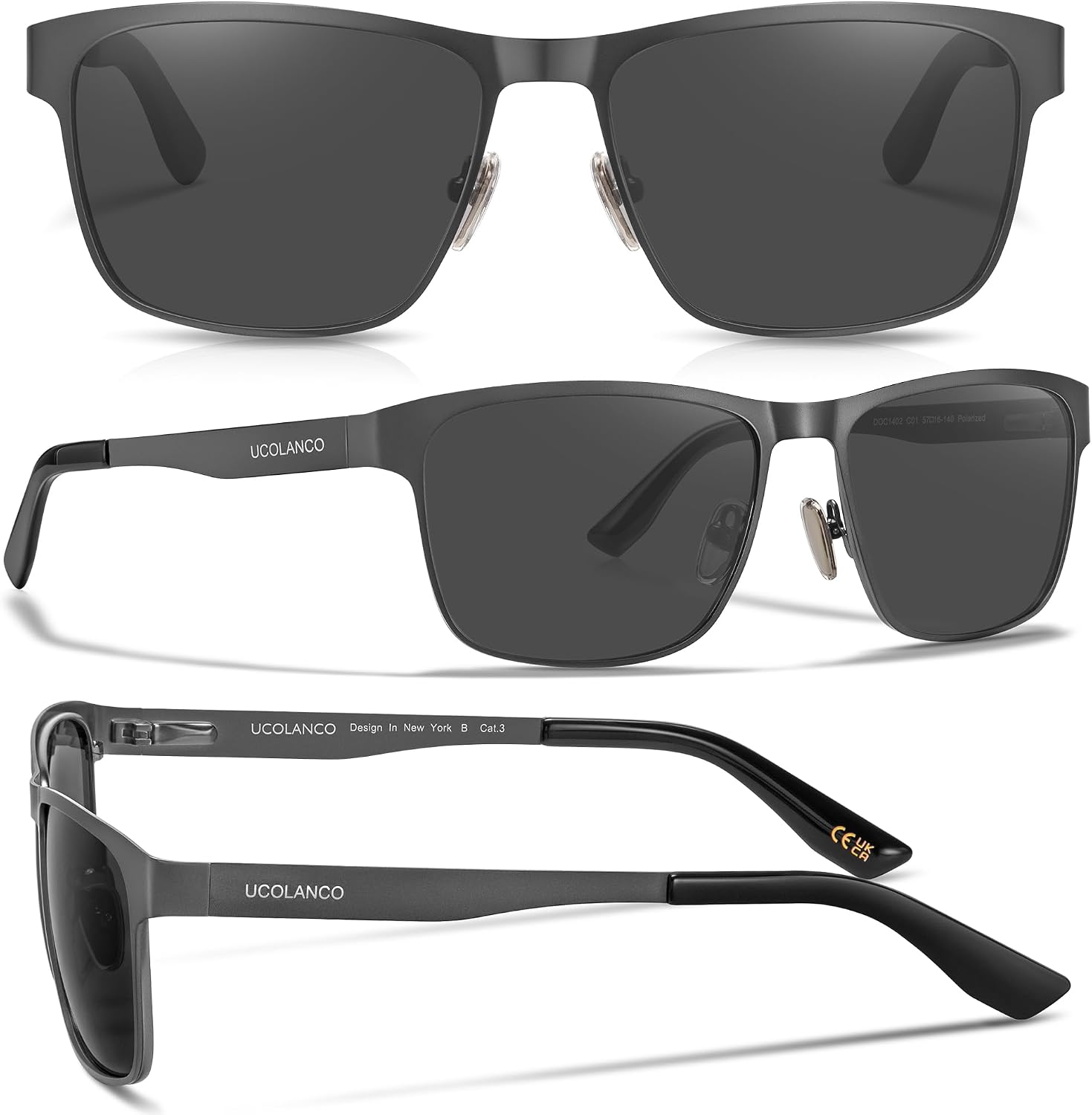 Metal Frame Sunglasses for Men Polarized UV400 with Case,Spring Flexible Hinge For Driving Fishing Hiking Golf