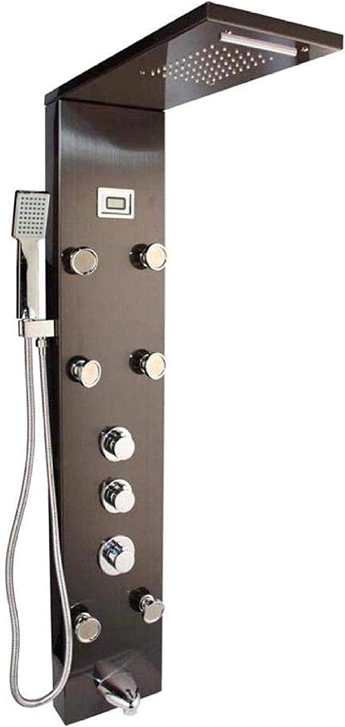 Shower Set Shower Set Shower System Golden Black Nickel Brushed Digital Display Shower Panel Column Rain Waterfall Shower Spa Jets Bath Shower Mixer Faucet Chrome Shower System (Co