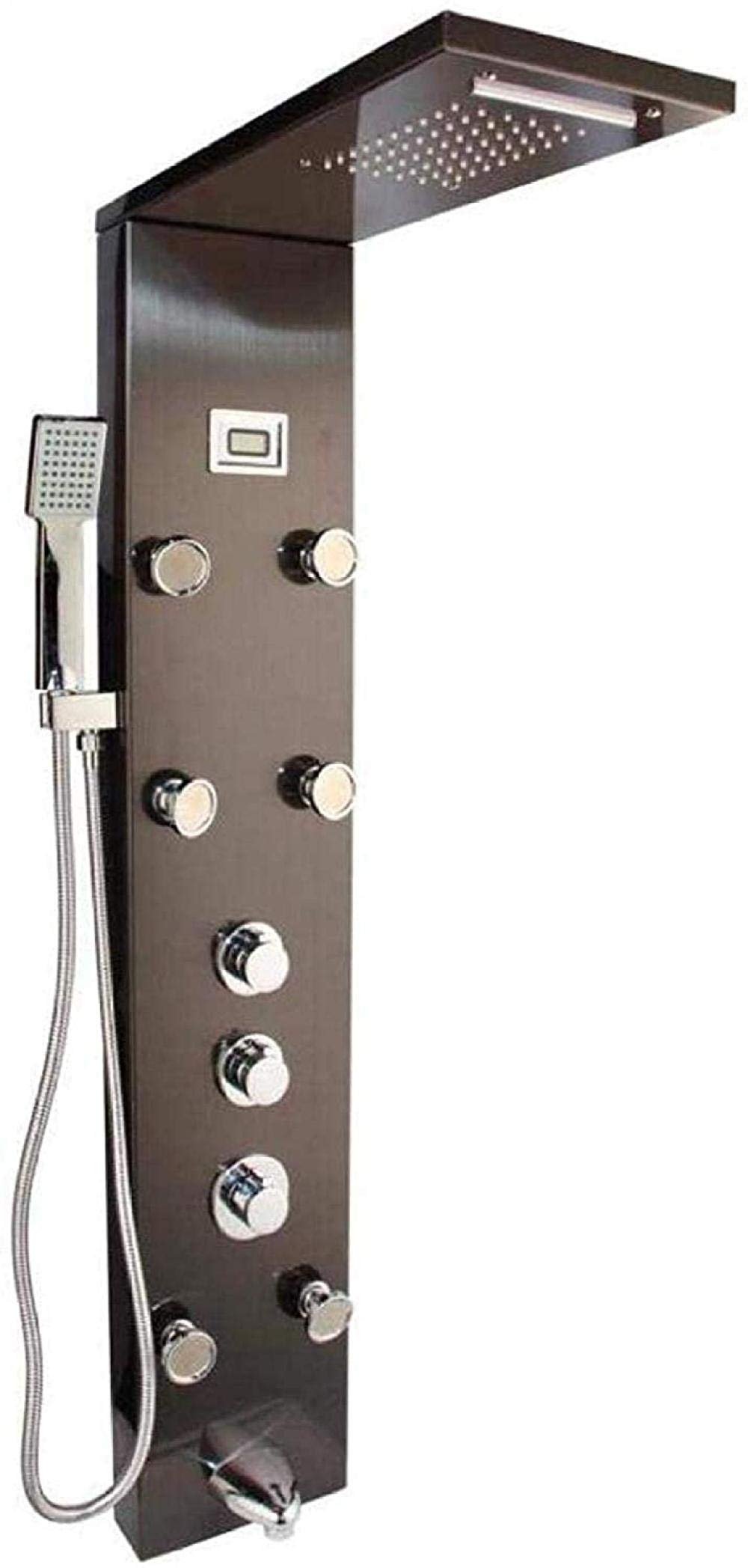 GLJTUO Shower Set Shower Set Shower System Golden Black Nickel Brushed Digital Display Shower Panel Column Rain Waterfall Shower Spa Jets Bath Shower Mixer Faucet Chrome Shower,Black