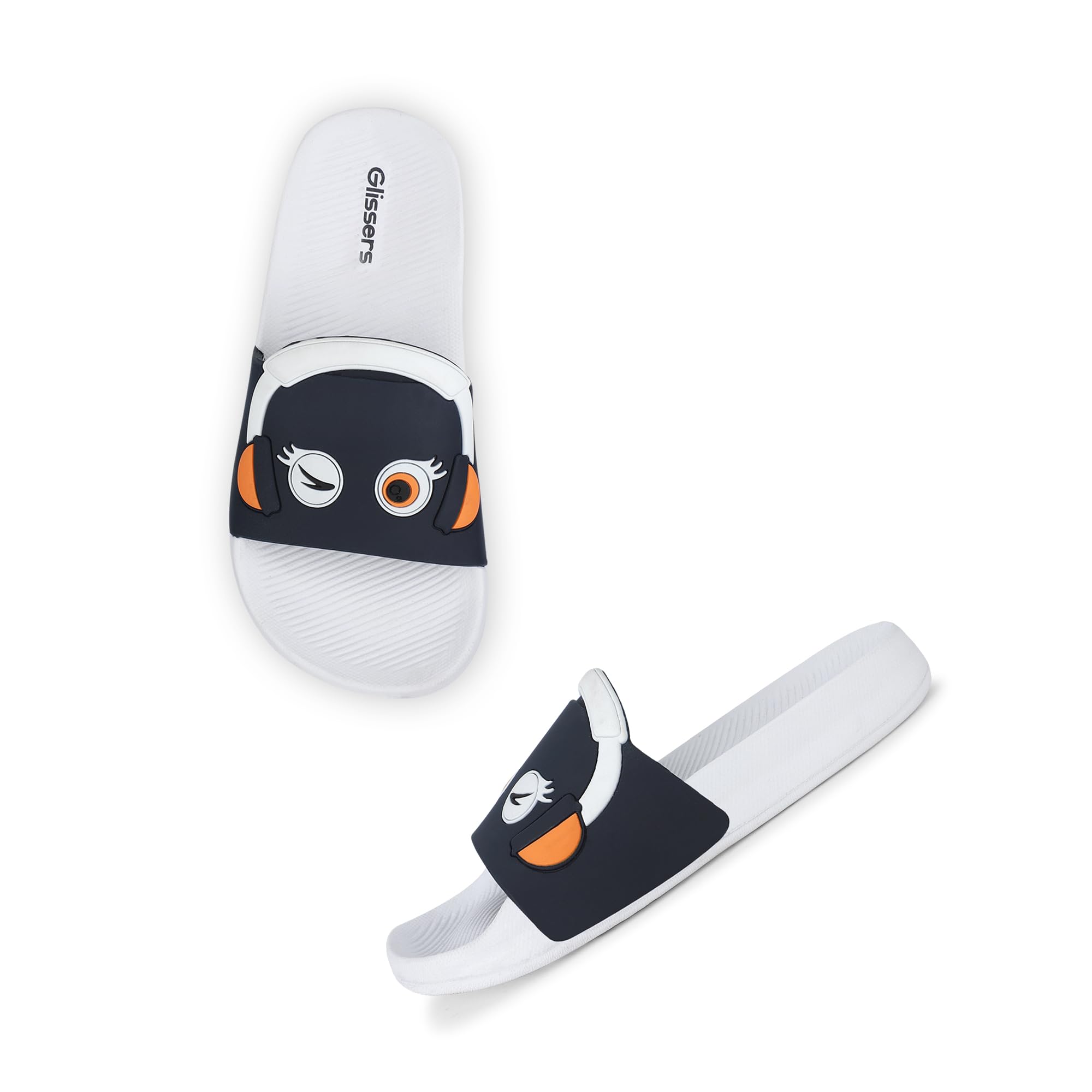 GLISSERS White Quirky Headphone Embossed Open-Toe Comfortable Kids Flip-Flops Slippers Stylish Slides and Soft Chappals for Girls Footwear (B0D4VWKNG9) Amazon Price History, Amazon Price Tracker