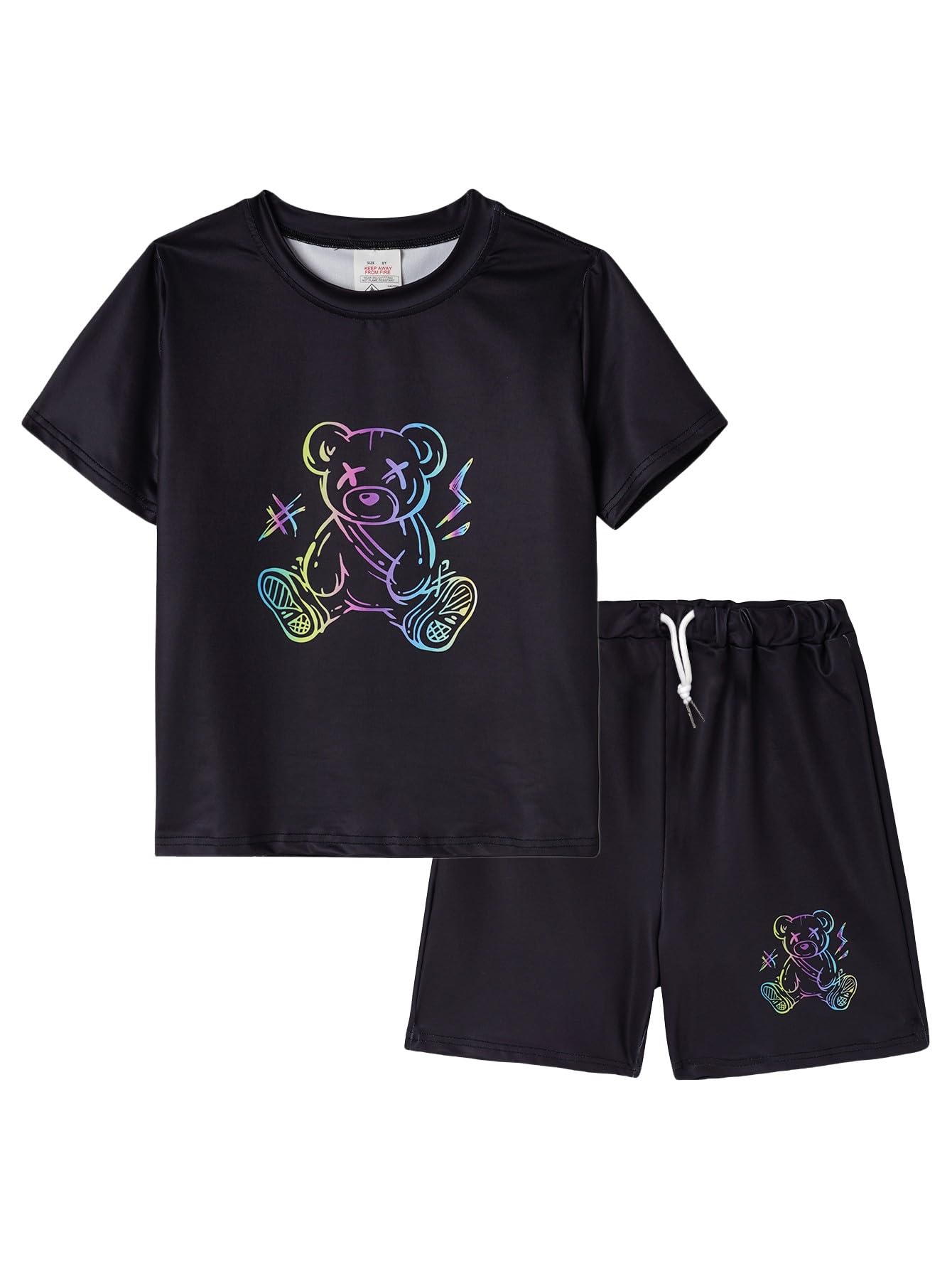 Conjunto deportivo transpirable de verano para niños, camiseta de manga corta con cuello redondo y pantalones cortos casuales para jugar a diario — view 9