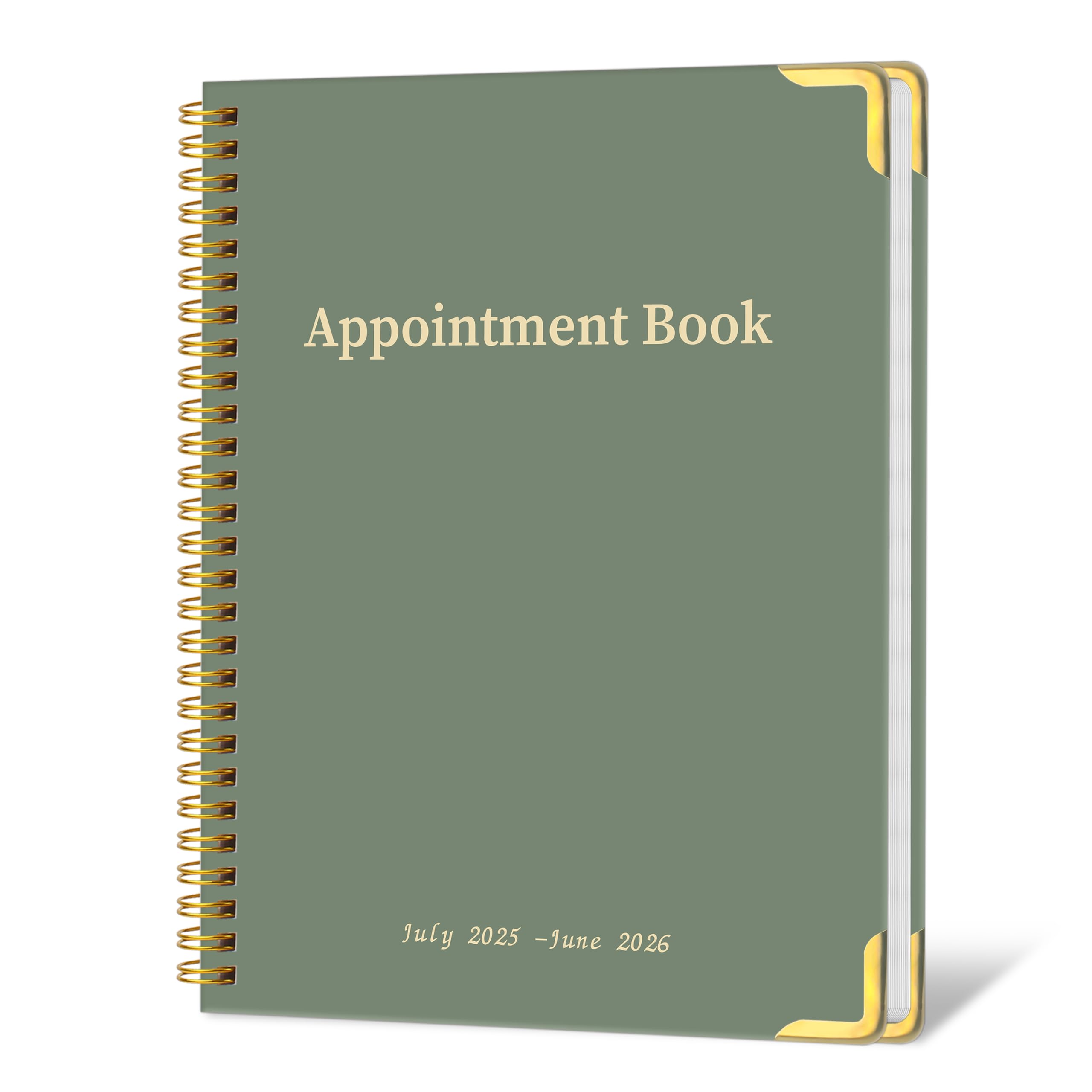 Appointment Planner 2025-2026 Hourly Organizer from 7am - 10 pm, Weekly & Monthly Hourly Schedule Planner from July 2025 - June 2026, 9" x 11"-Green