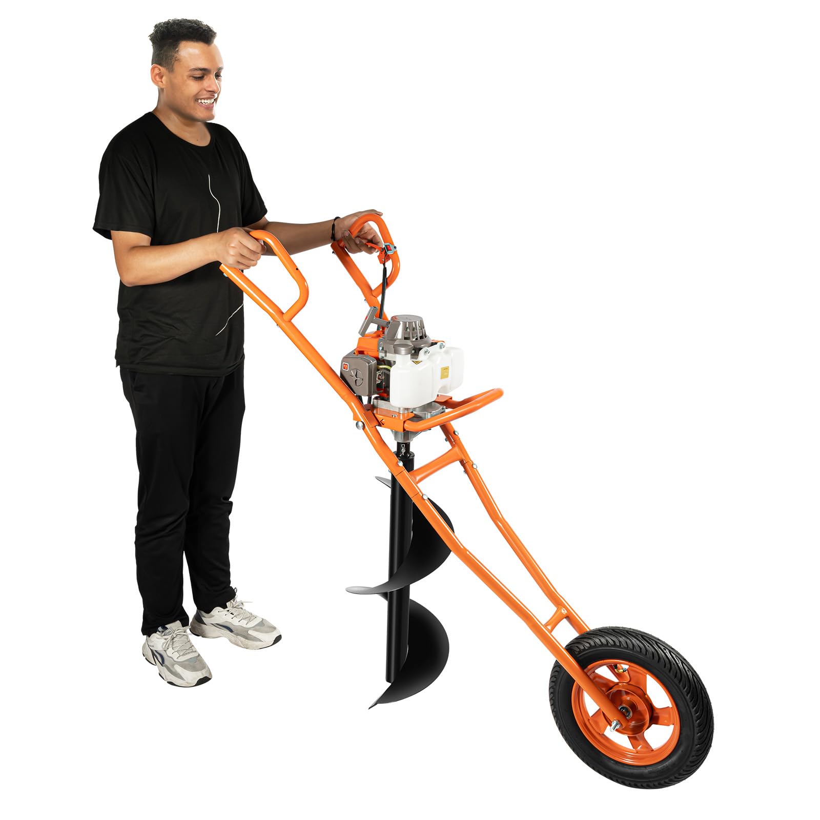 Trapano a gas a 2 tempi, con carrello manuale e serbatoio del carburante da 1,3 l, 63 CC 8800 ± 300 rpm, per trapano a benzina singolo, raffreddato ad aria, per trapano Ø 60 – 300 mm, per