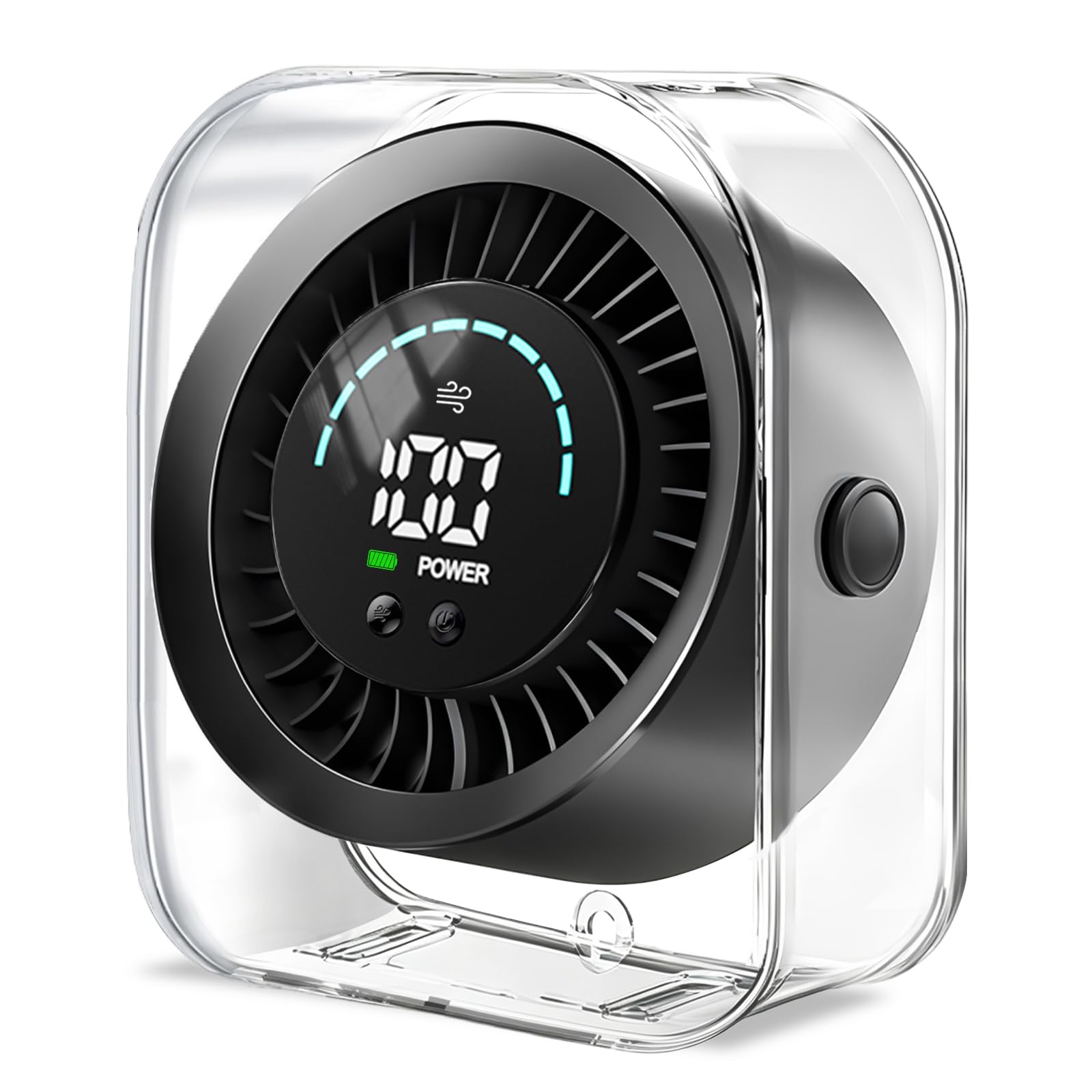 Desk Fan USB Rechargeable, Quiet Table Fan with 100 Speeds, Turbo Cooling Fans, HD Digital Display, 2-in-1 Desktop&Wall Mount, 360°Adjustable, Portable Small Fan for Bedroom, Home, Office, Travel