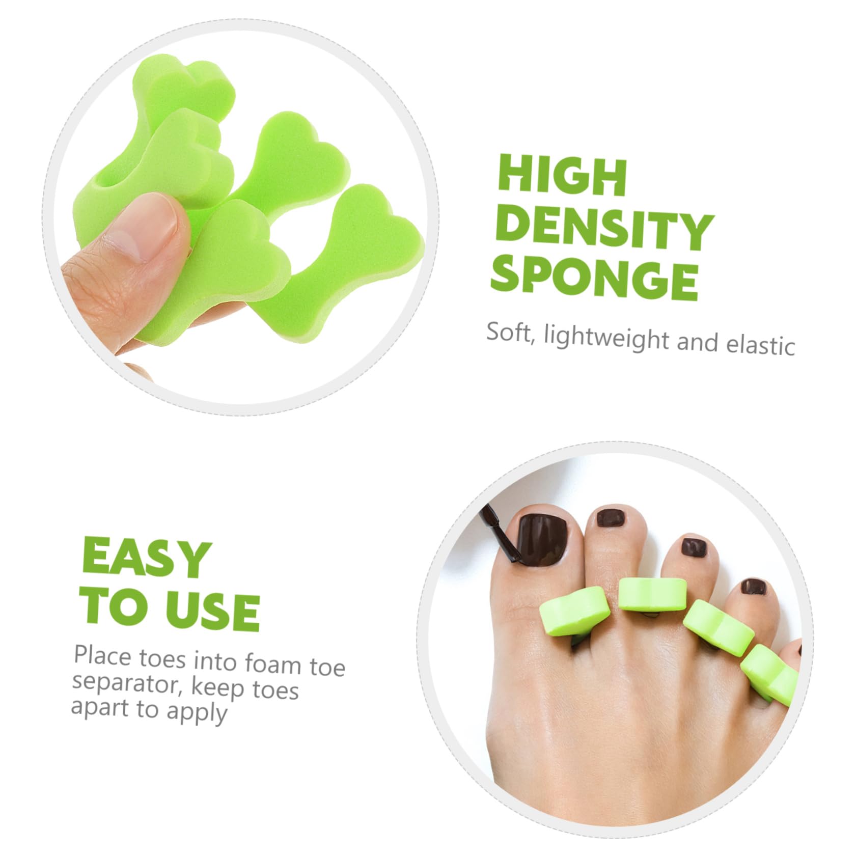 Homoyoyo Divaricatori Dita dei Piedi a Forma di Cuore 100 Paia in Spugna Verde per Separatore Dita Comodo Uso Personale e Manicure Professionale