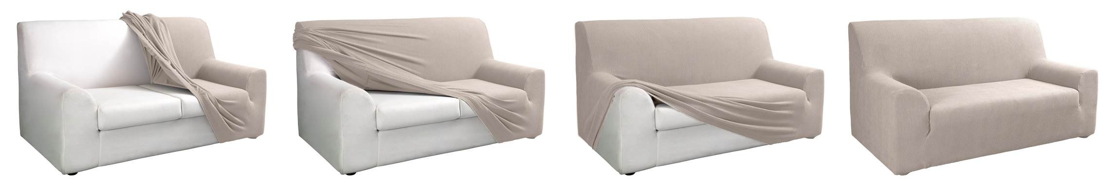 Tural – Housse de Canapé Élastique Beige 2 Places (130-160cm)