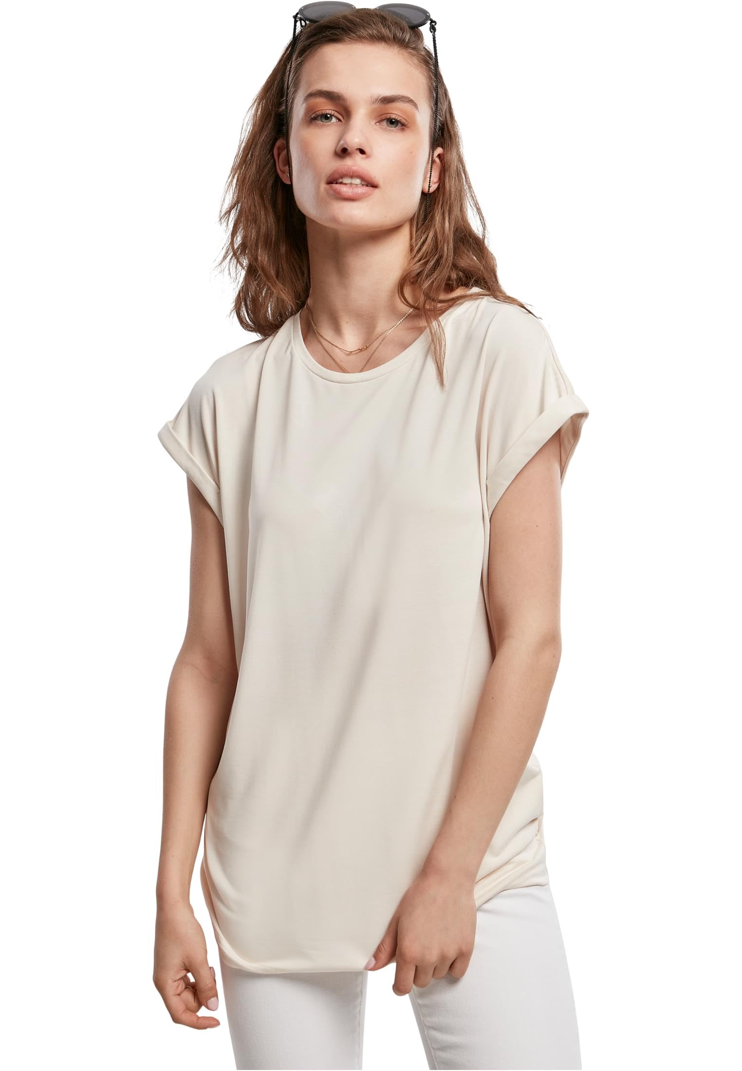 Urban Classics Damen T-Shirt Ladies Modal Extended Shoulder Tee, lang geschnittenes T-Shirt, erhältlich in vielen Farbvarianten, Größen XS-5XL