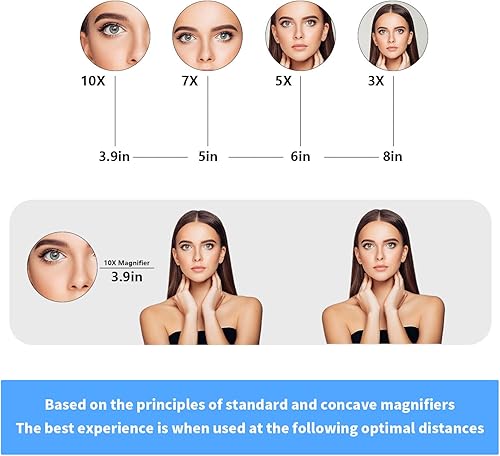 Miniatura 2 de Espejo de maquillaje montado en la pared, 1 espejo de aumento de 8 pulgadas, espejo de maquillaje giratorio de 360 grados, espejo cosmético de baño