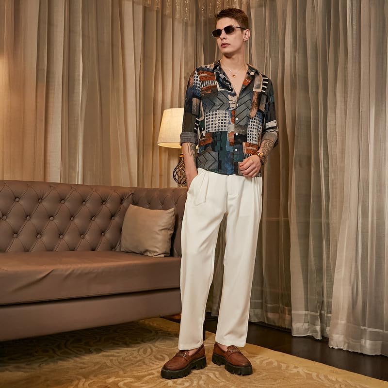 Image of CAHOOT Men's Shirt for Casual Wear | Spread Collar | Long Cuffed Sleeves | Button Closure | Shirt Crafted with Comfort Fit for Everyday Wear