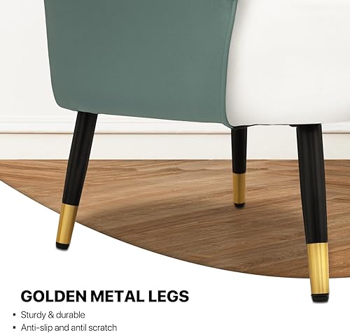 Miniatura 7 de MoNiBloom Sillón tapizado para sala de estar, sofá individual de cuero sintético moderno de mediados de siglo con almohada lumbar para leer, patas