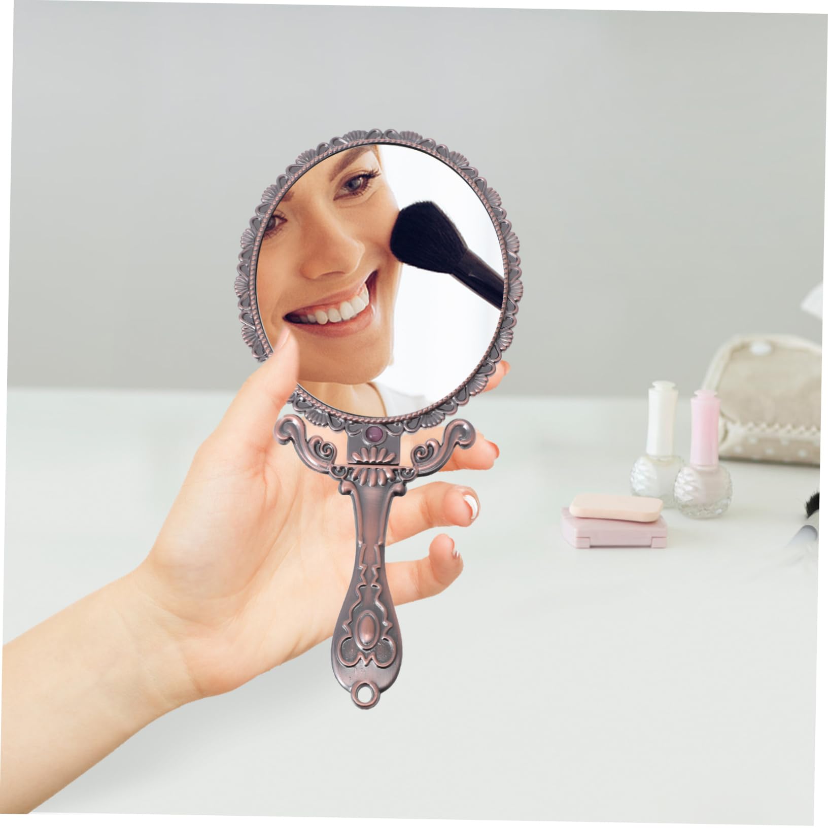 Amazon.com: Beavorty Vintage Foldable Rose Hand Mirror, Zinc Alloy
