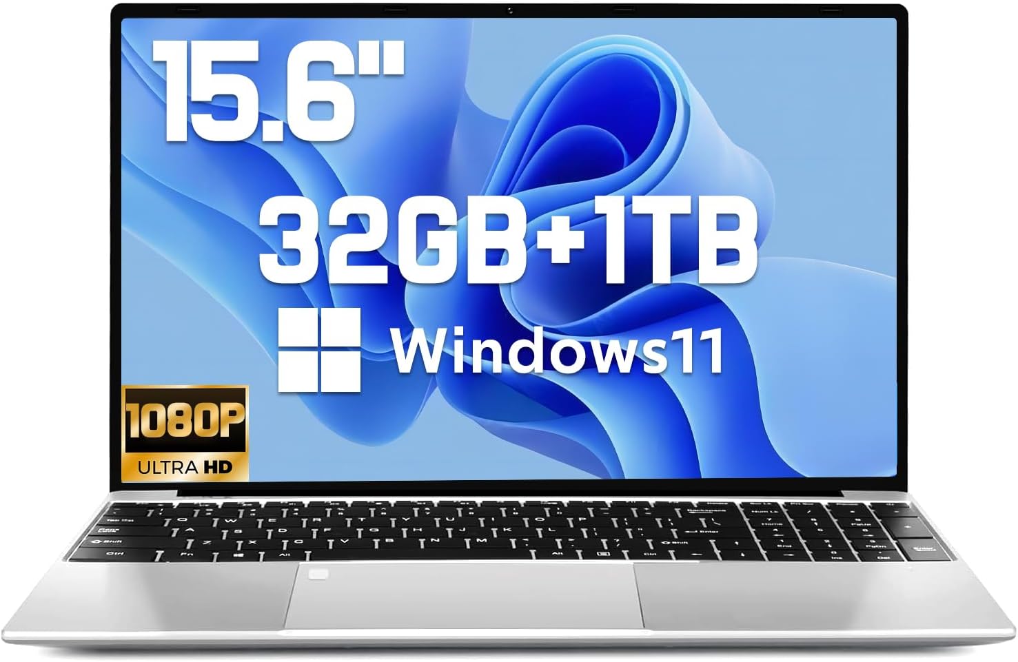 2025 Latest 15.6'' Laptop Compatible with Windows 11, 1TB SSD 32GB Dual-Channel RAM, Quad-Core Processor(Max 2.9GHz), 1080p FHD Display, Backlit Keyboard, Fingerprint, Webcam, Mini-HDMI, WiFi5, BT5