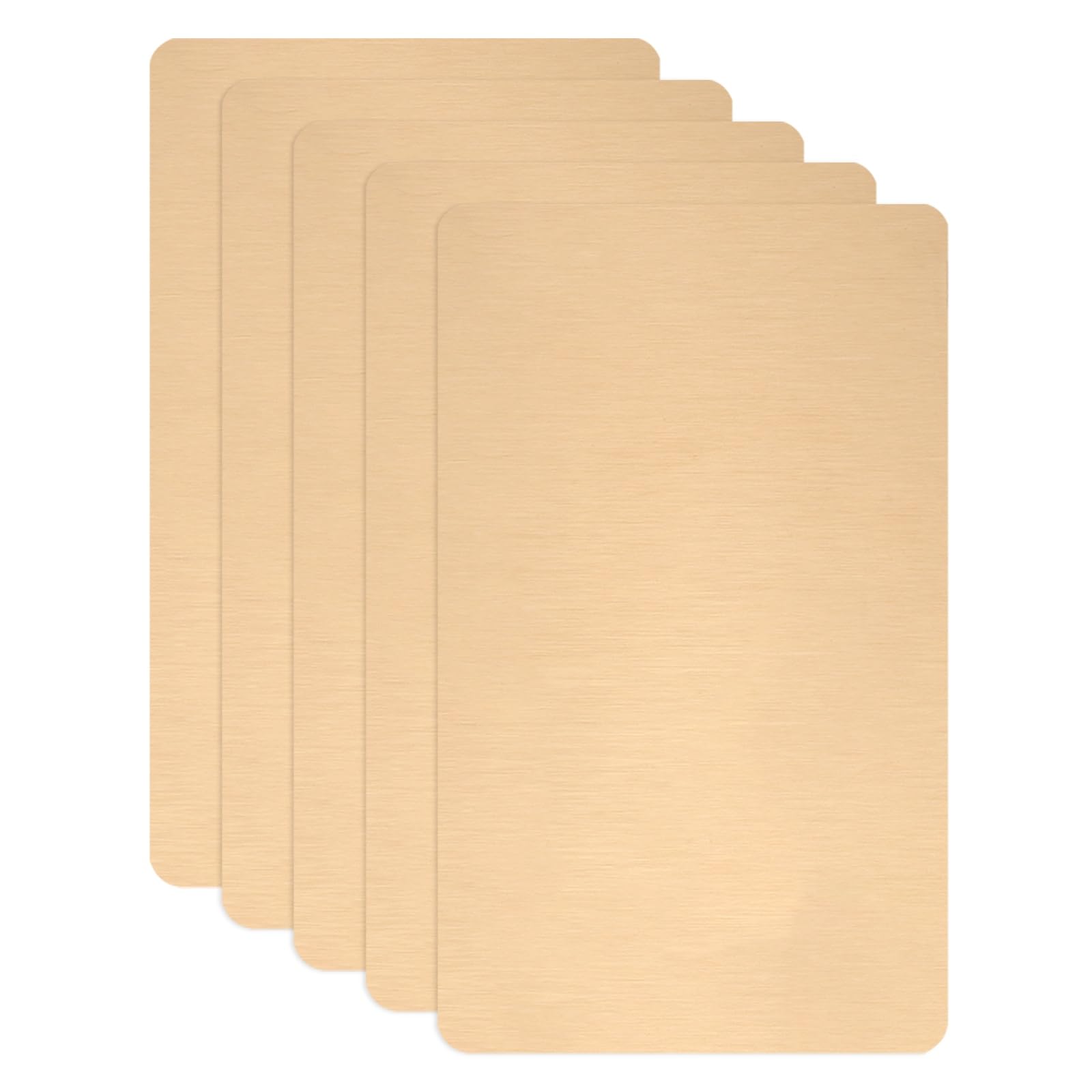 sourcing map 5pcs Metal Business Card Blanks, 100mm x 60mm x 0.5mm Stainless Steel Engraved Metal Business Visiting Name Cards for House Office DIY Gift Invitation(Brushed Copper) โ image 1