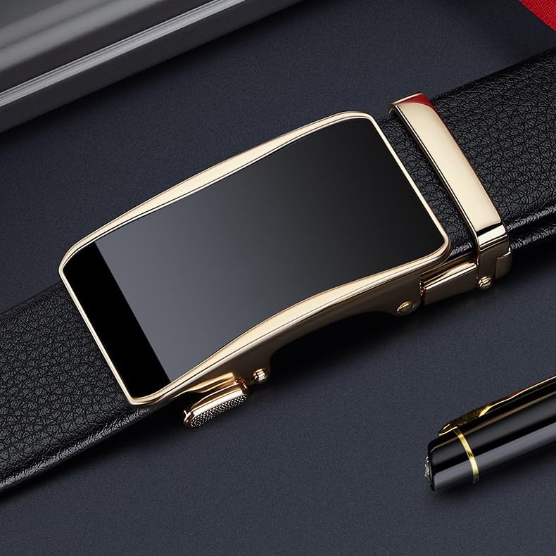 Belt Men's Belt Cowhide Business Automatic Buckle Men's Belt(110cm)4