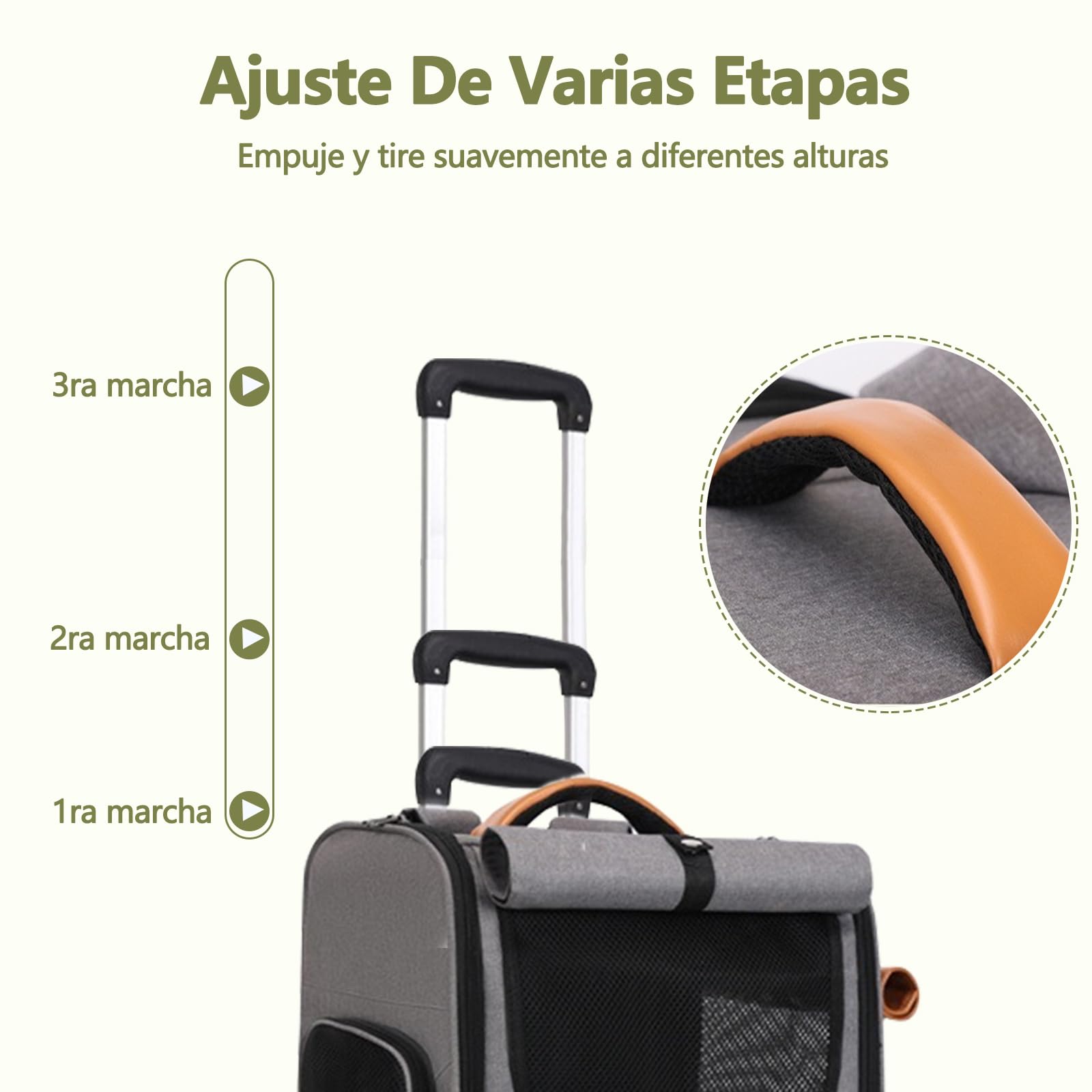 Galatée Transportín con Ruedas para Mascotas, Tela Oxford, Transportín Arrastrable, 3 En 1 con Asa De Transporte/Asa/para Llevar Al Hombro, Diseño a Prueba De Fugas(Gris)