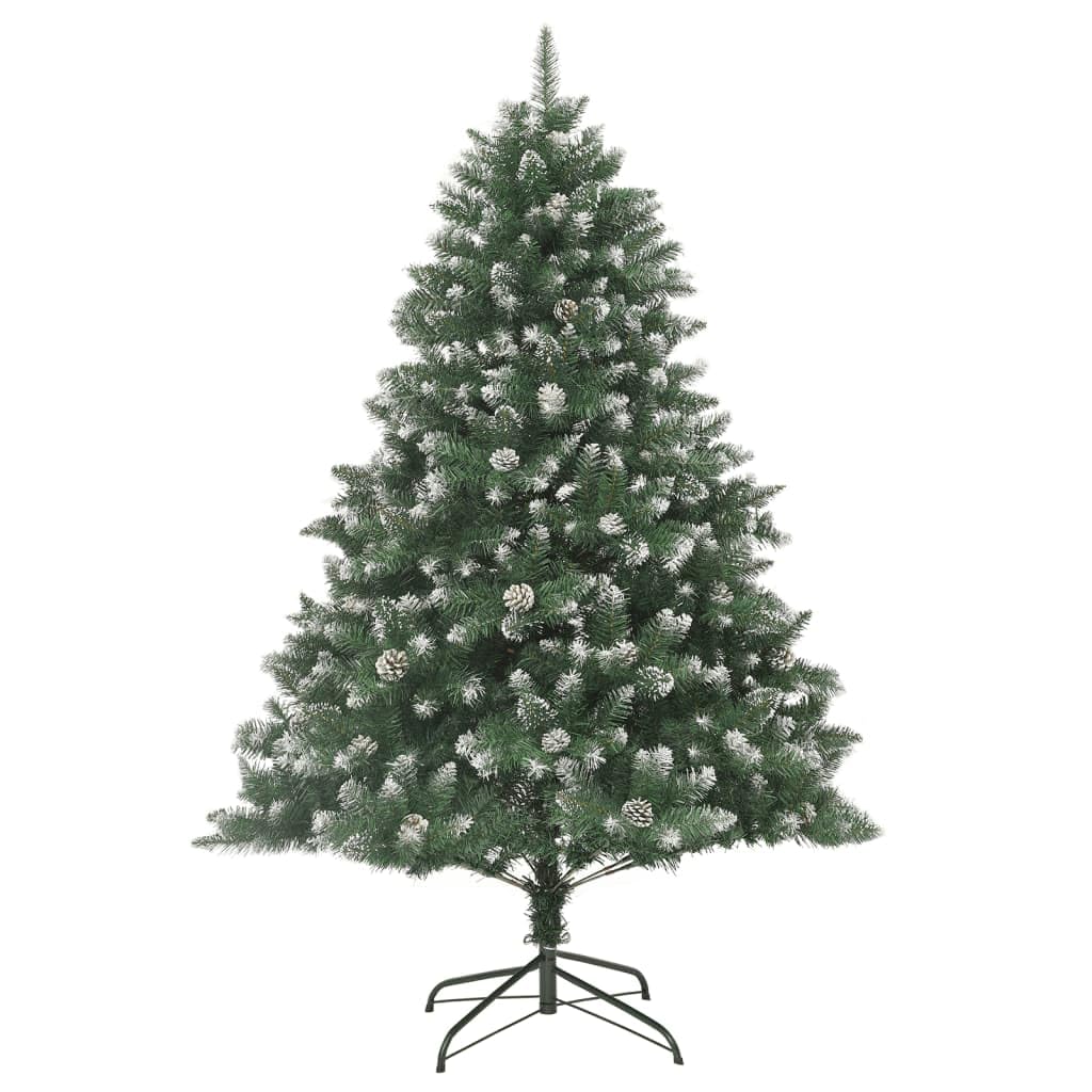 Árbol de Navidad artificial de 240 cm con soporte, PVC con diseño plegable y nieve blanca, 48 conos, 2180 puntas, decoración para salón, pasillo, balcón, Adviento y Navidad