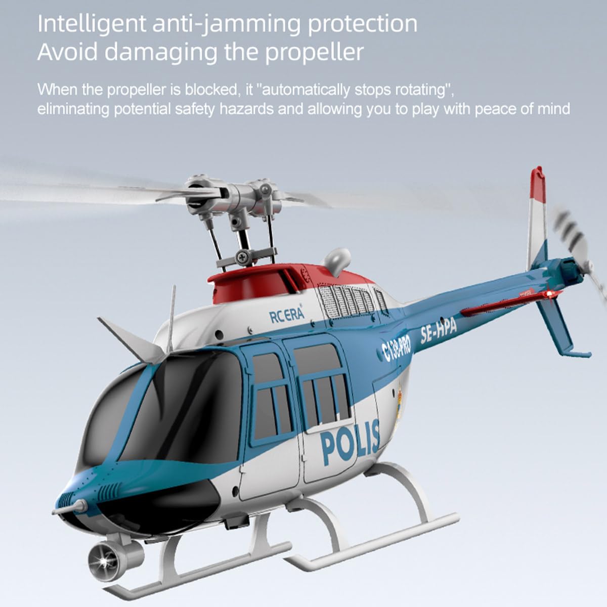 C138PRO RC Hubschrauber, 1/33 Bell 206 Ferngesteuertes Helicopter, 2.4G 6CH Single Rotor ohne Querruder Militär Hubschrauber Spielzeug Geschenk für Erwachsene - RTF