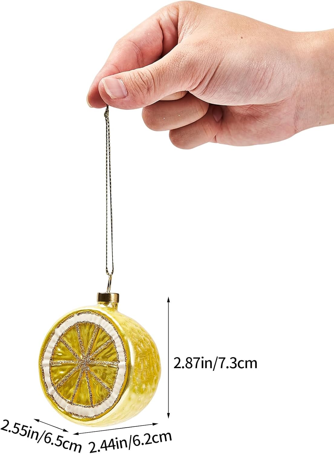 Hanging Christmas Ornaments 2025, Handcrafted Glass Blown Xmas Tree Decorations Holiday Ornaments Funny Gifts Collectible Winter Festival Decor for Home Party, Lemon - Image 4