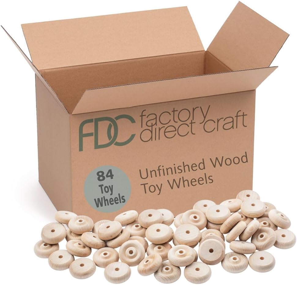 Unfinished Wood Wheels by Factory Direct Craft - Pack of 20 Mini Wooden Wheels for Crafts DIY Car and Train Models (Size: 2 inch Diameter)