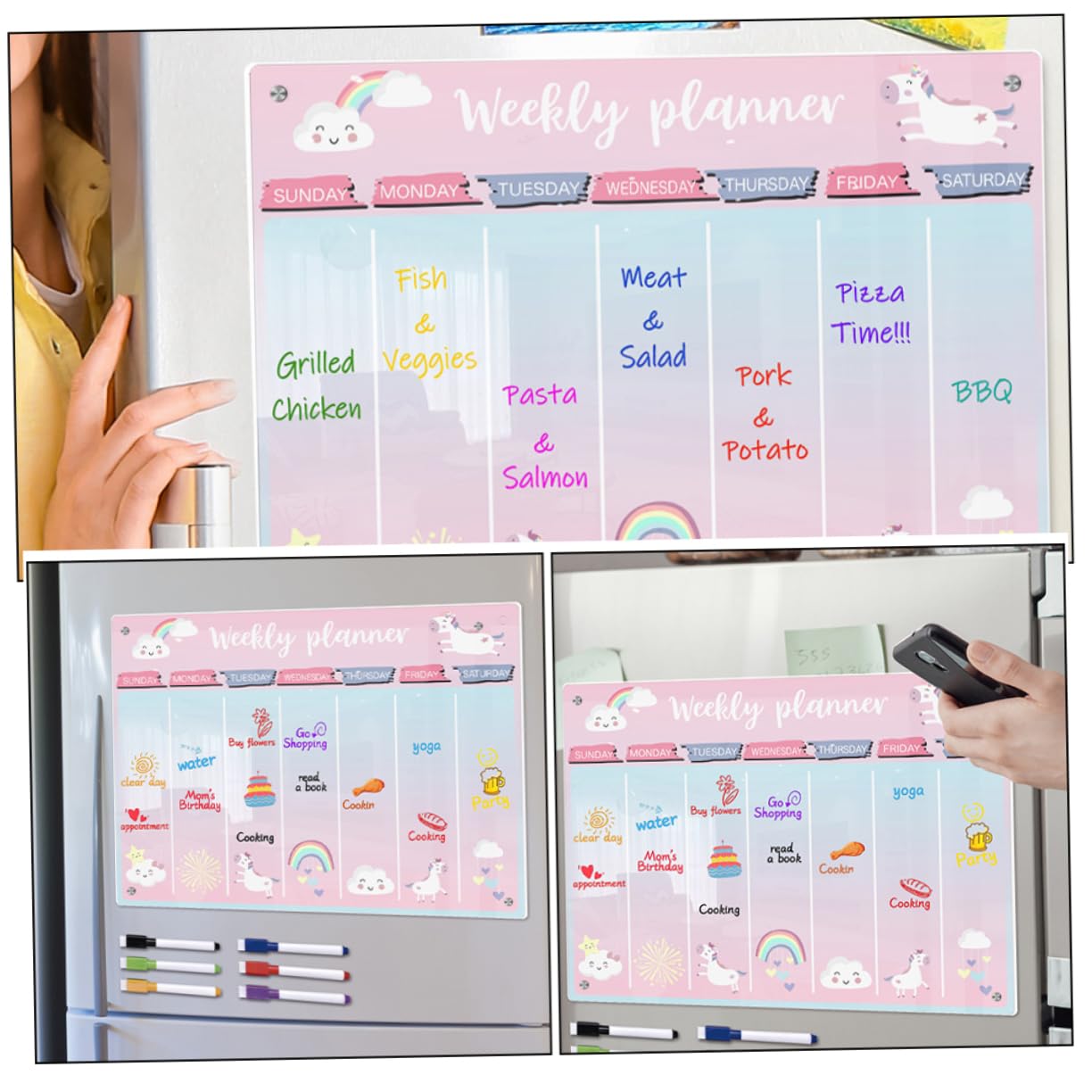 STOBOK Trocken Abwischbare Acryltafel Für Kühlschrank Magnetische Planertafel Transparente Tagesplanertafel