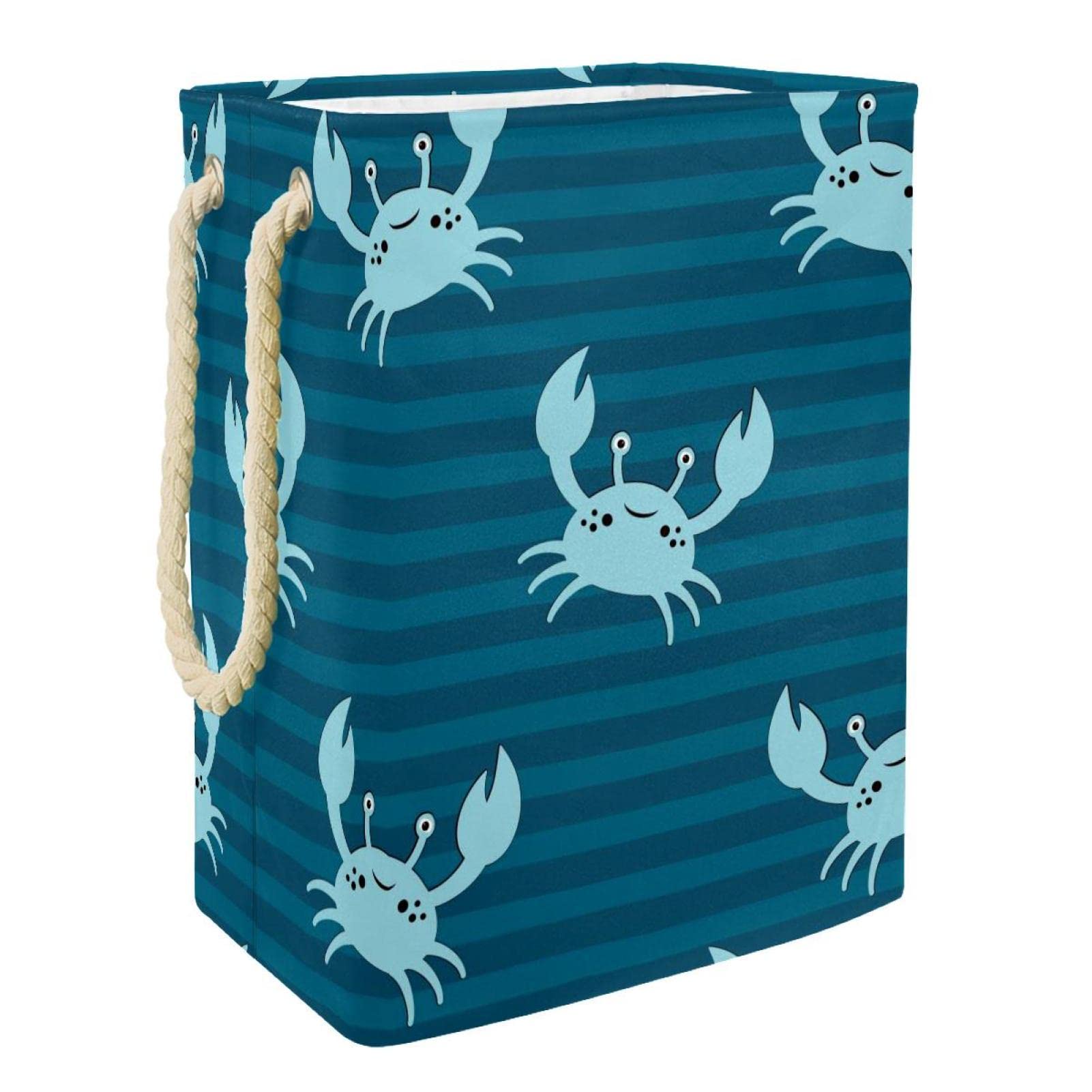 Panier à linge personnalisé bleu à rayures pour la chambre