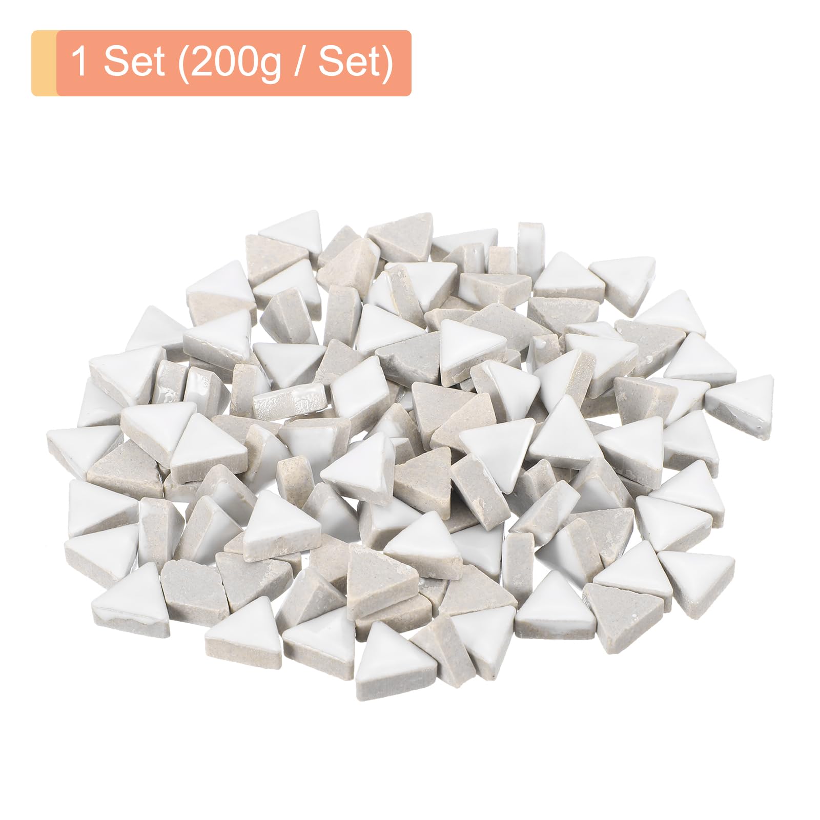 Condition photo showing As Is for meccanixity 200g ceramic mosaic tiles for crafts bulk, triangle white ceramic tiles for mosaic kits garden stepping stone cup mat