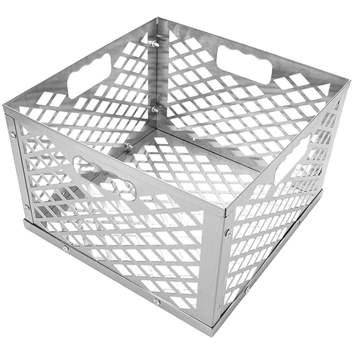 Cestino per Carbone da Barbecue in Acciaio Inox Argento, Robusto | Box per Affumicatore, Calore Uniforme, Facile da Pulire e Installare, Accessorio per Griglia