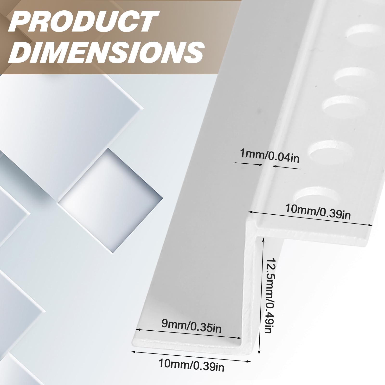 50 Stück PVC Schattenfugenprofil mit Lippe, 119cm Abschlussprofil aus Hart-PVC, Trockenbau-Abschlussprofil (10x12.5x10mm)