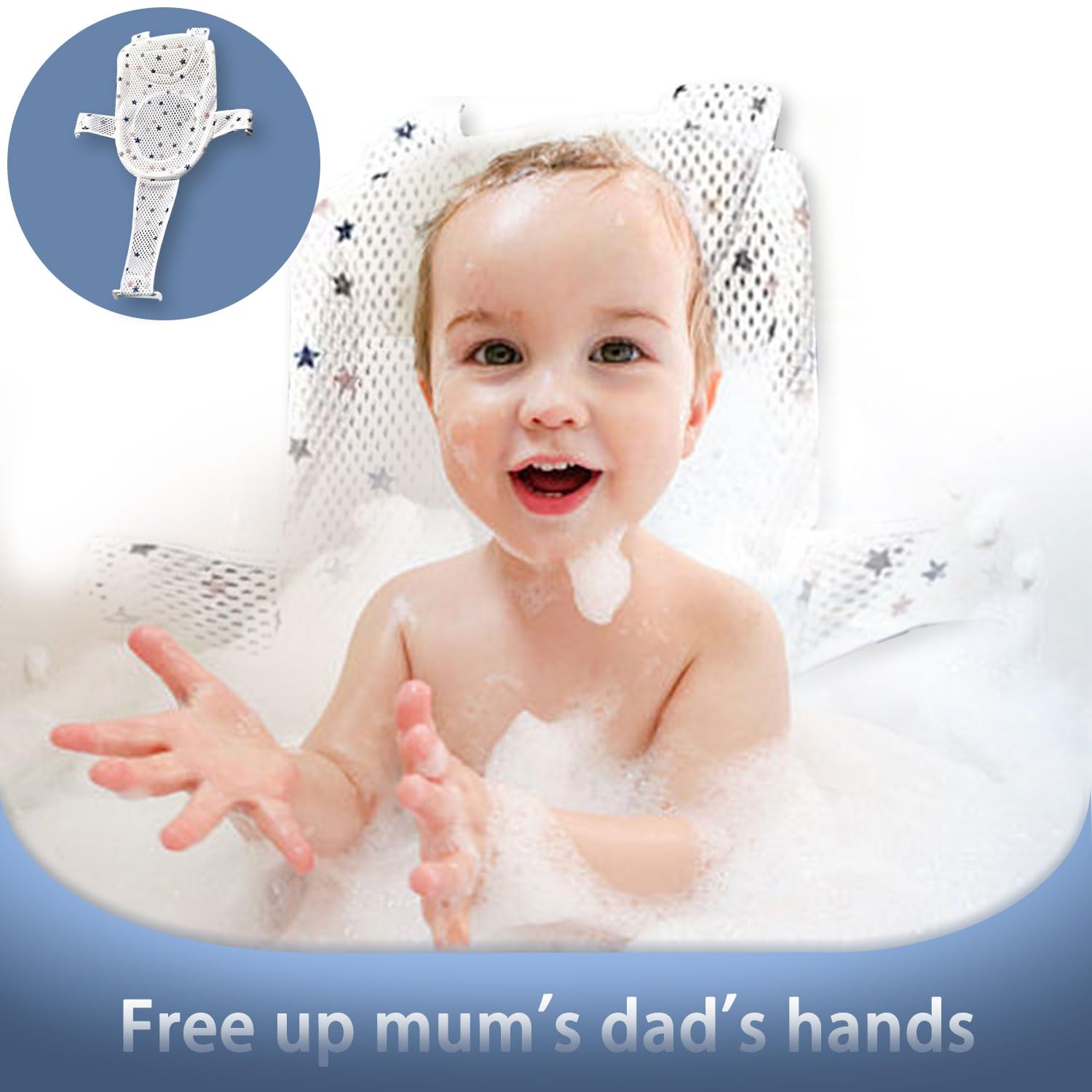 Hamac de Bain pour Bébé, Coussin Baignoire Bébé, Coussin de Siège de Bain Nouveau-né, Filet de siègeDe Bain Antidérapant, Antidérapant Hamac de B-ain Pliable Filet de Bain Nouveau-Né 0 à 36 Mois