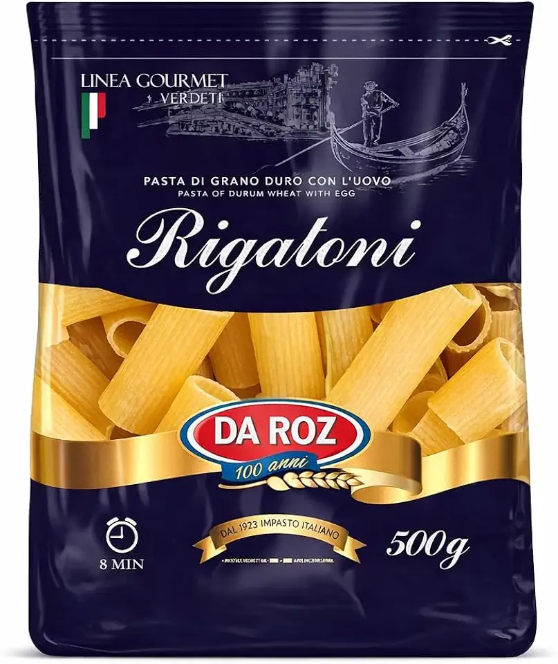 Macarrão Rigatoni Da Roz – Massa Italiana Premium Grano Duro Ideal para Rechear 500 Grs.