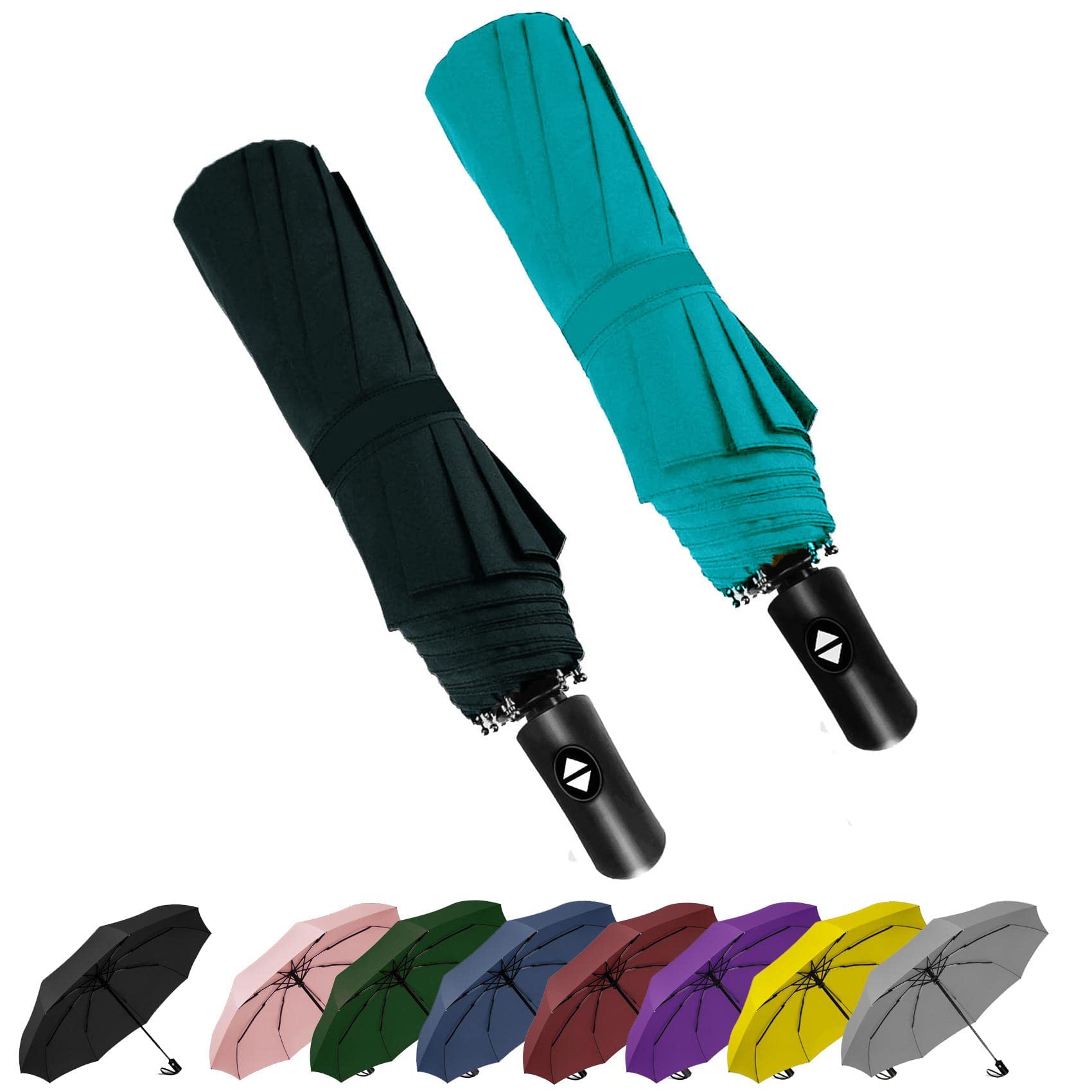 SIEPASA Two Packs Auto Open & Close Small Travel Umbrella Compact for Backpack-Umbrellas for Rain, Windproof Lightweight Strong Mini Portable Umbrellas for Men and Women.