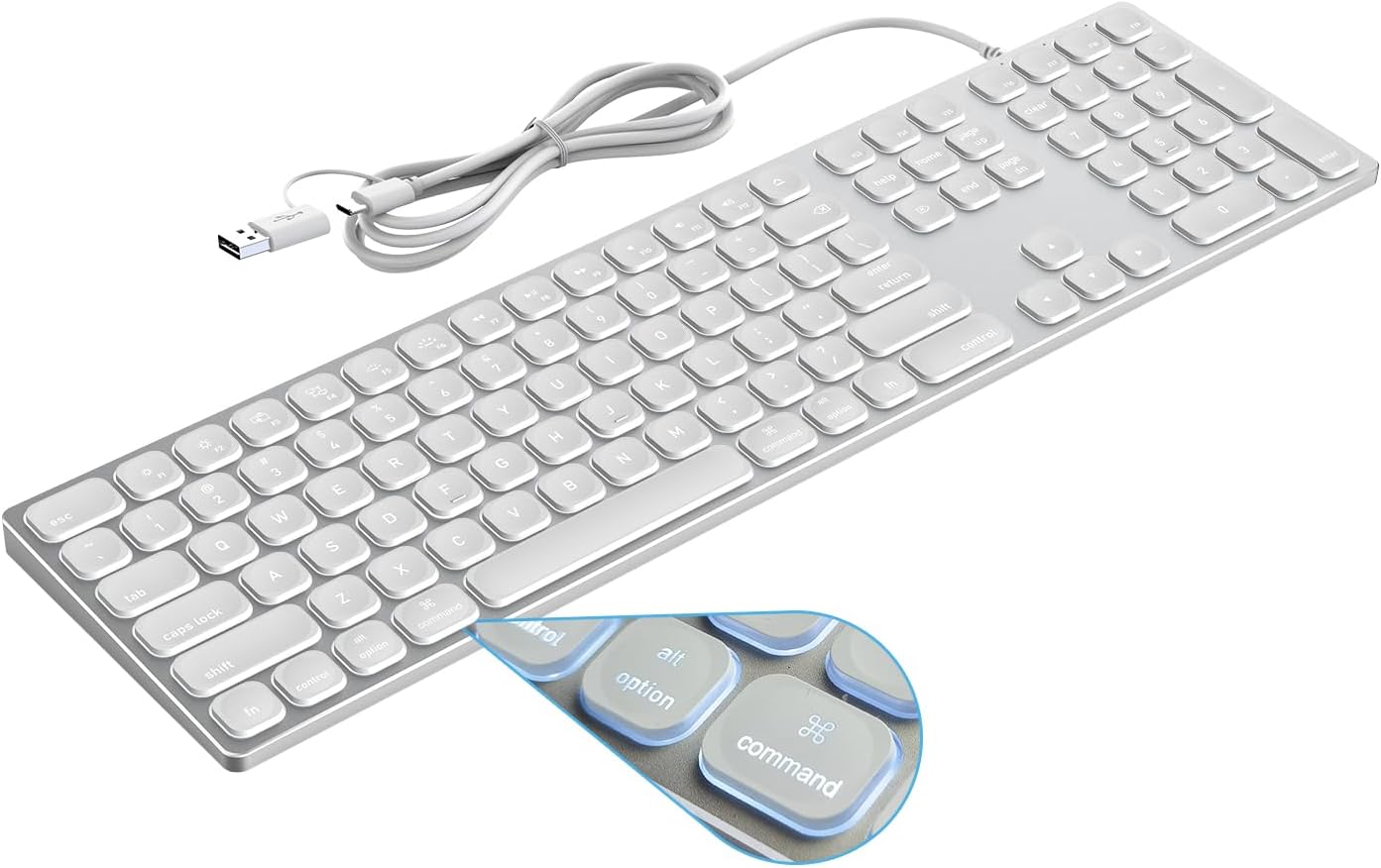 Yivandi Aluminum Backlit Keyboard for Mac OS Plug and