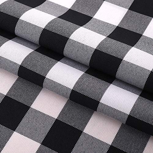 Locika Round Gingham Checkered Tablecloth,Waterproof Spillproof Buffalo Plaid Tablecloth,Washable Wipeable Stain Resistant Fabric Tablecloth (Black And White Checkered, 60" X 60" Round) #TOP4