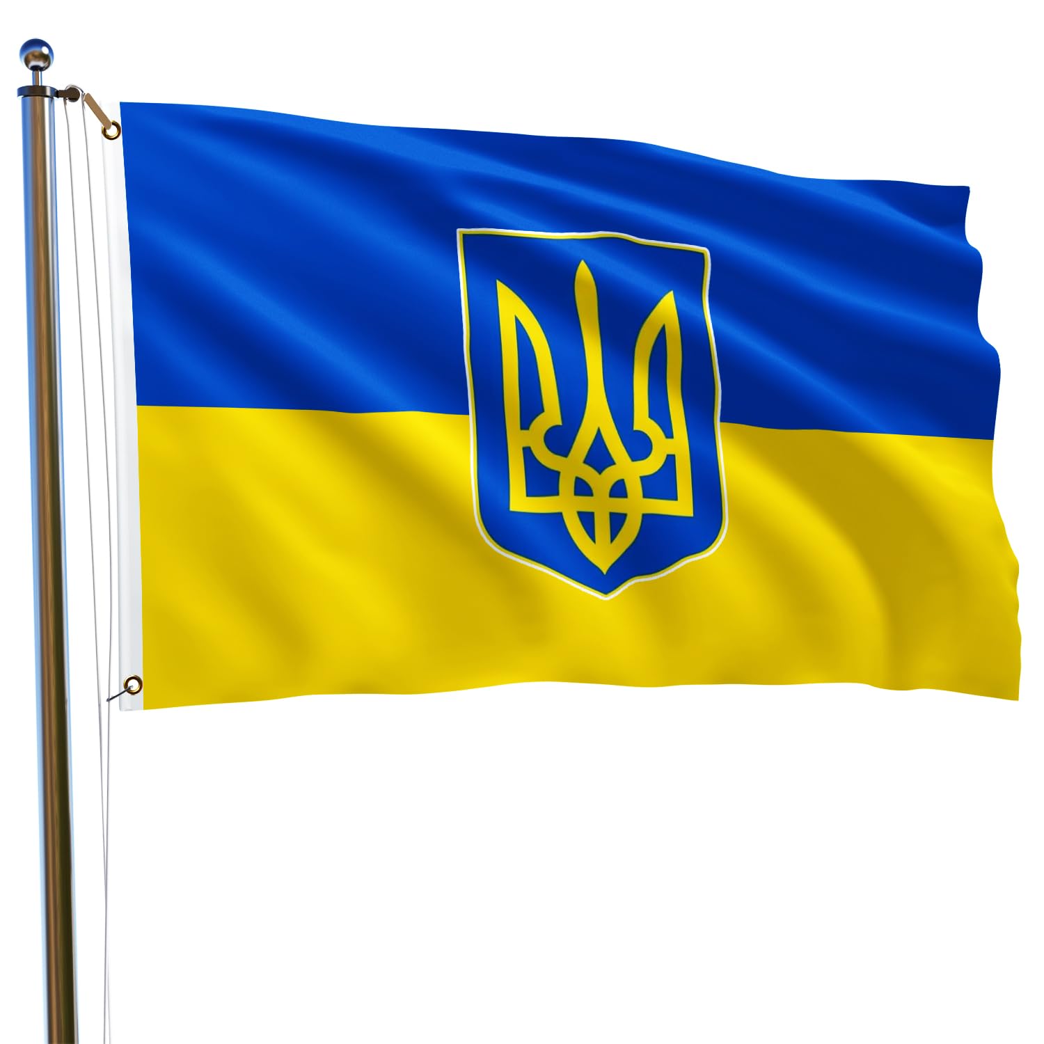 Ukraine Trident Flag 3x5FT Ukrainian National Flag Fade Proof Polyester with Brass Grommets Indoor Outdoor(Trident, 3x5FT)