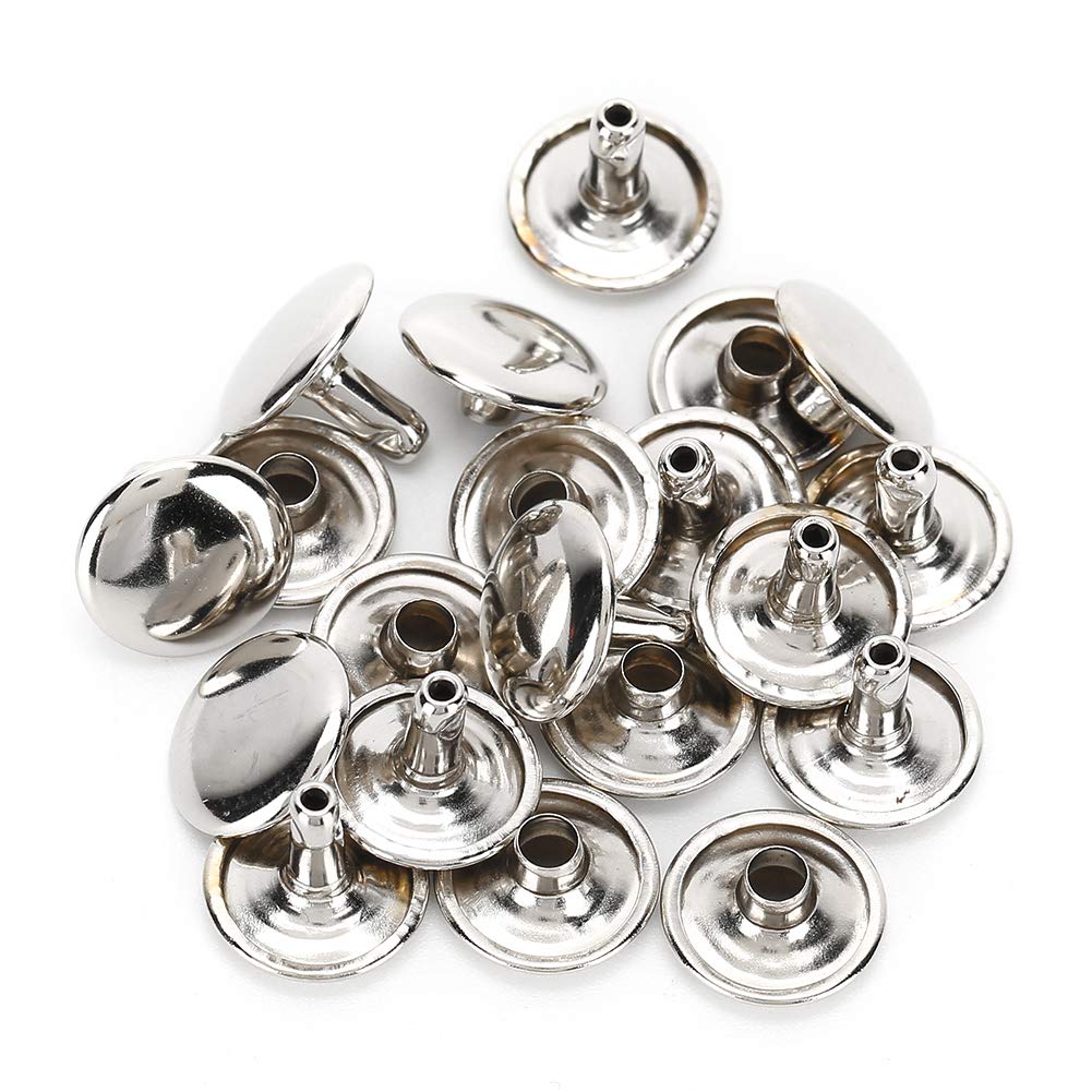 Set di 200 Rivetti Doppi in Metallo, 12x10mm, Argento, per Riparazioni in Pelle, Borse, Cinture, Scarpe, Cucito e Decorazione