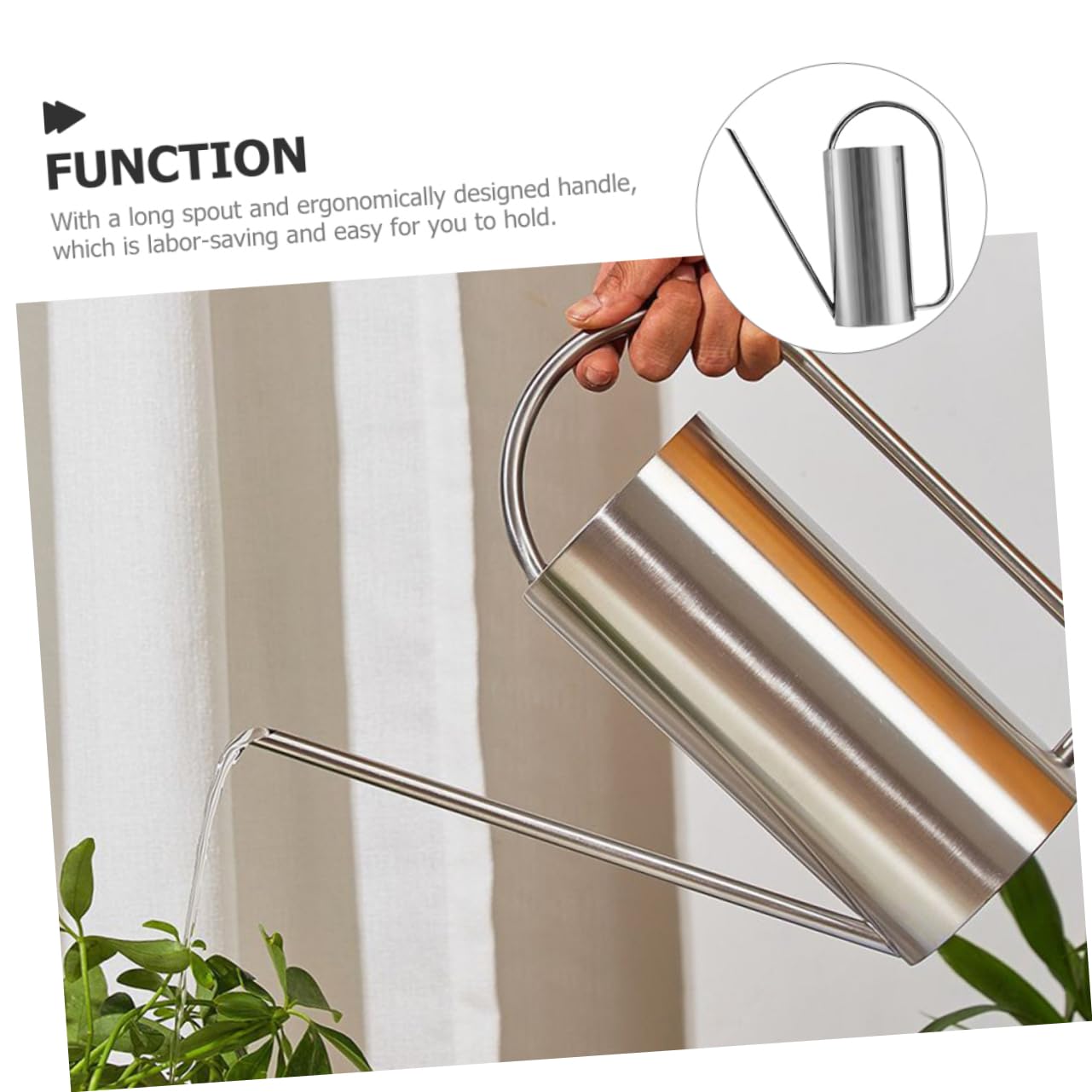 ifundom Annaffiatoio in Acciaio Inox Annaffiatoio Vintage Per Piante Da Interno Brocca Con Beccuccio Lungo Vaso Per Innaffiare in Metallo