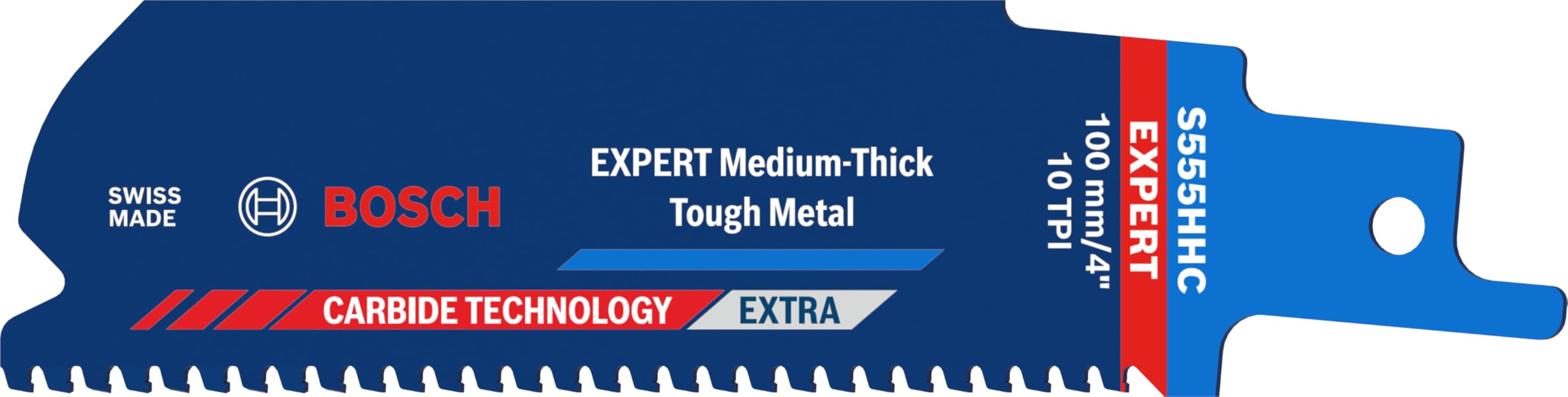 Bosch 1x Expert Medium-Thick Tough Metal S555HHC Blade (for Steel, Stainless Steel Pipes, Length 100 mm, Professional Accessory Reciprocating Saw)