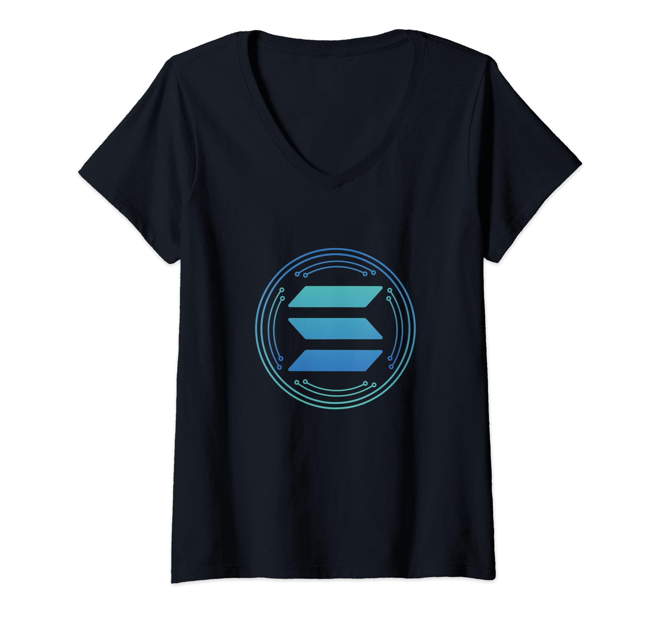 Womens Solana Crypto SOL Cryptocurrency Blockchain Platform V-Neck T-Shirt
