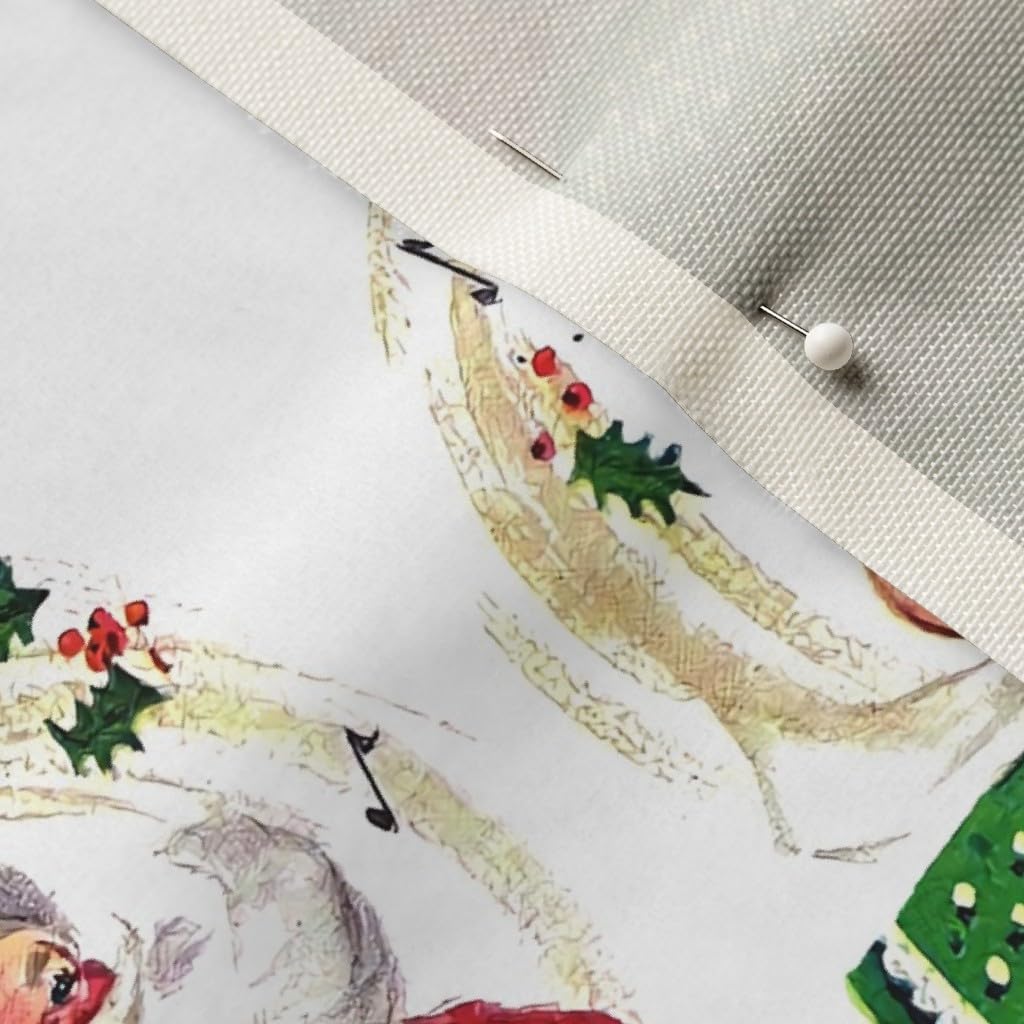 Spoonflower Fabric - Christmas Xmas Santa Claus Musical Notes Music Dancing Dance Vintage Printed on Upholstery Velvet Fabric Fat Quarter - Upholstery Home Decor Bottomweight Apparel